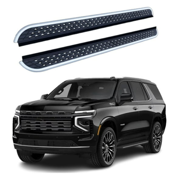 2Pcs Aluminum Running Boards Fixed Nerf Bars Side Steps with Brackets Compatible with Chevrolet Tahoe 2021-2025(LB)