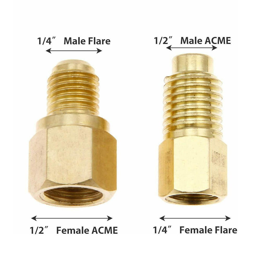 Fits for AC HVAC Freon Manifold High/Low Side 90 Degree Angle Quick Coupler with R134A 1/4’’ Female x 1/2’’ Acme Male Tank Adapter R12 R22 to R134A Quick Connect Coupler Adapter Kit 