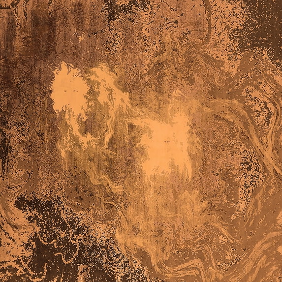 Ahgly Company Indoor Square Oriental Orange Industrial Area Rugs, 7' Square