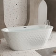 thumbnail image 2 of 59'' acrylic freestanding bathtub with unique diamond pattern design: spacious oval shape, Gloss white finish, Chrome overflow and pop-up drain CUPC Certificate, 2 of 5