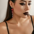 thumbnail image 3 of Gothic Blood Drop Pearl Earrings Vintage Pearl Long Tassel Dangle Drop Earrings Horror Vampire Earrings Punk Rock Style Earrings Y2k Grunge Earrings Halloween Cosplay Jewelry for Women, 3 of 6