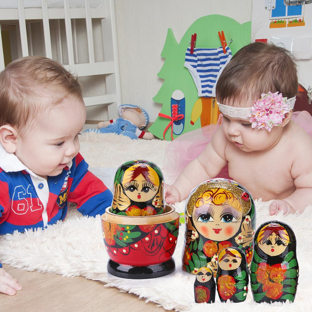 5pcs Handmade Painted Set Toys Creative Nesting Dolls Russian Wishing Doll