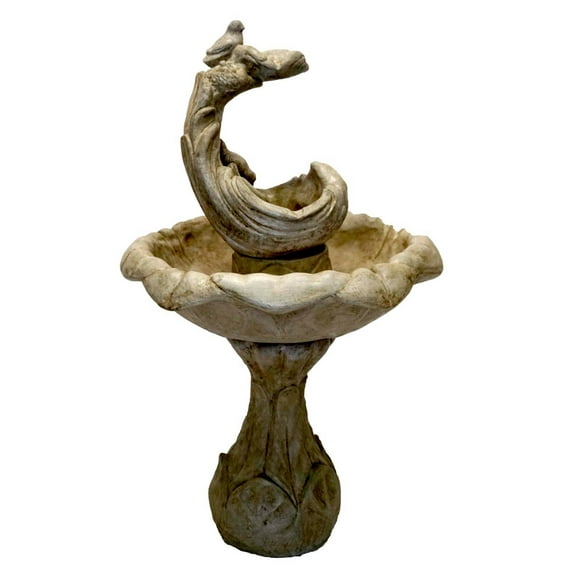 Solid Rock Stoneworks Concrete Bird Fountain - 47" Tall - Buff