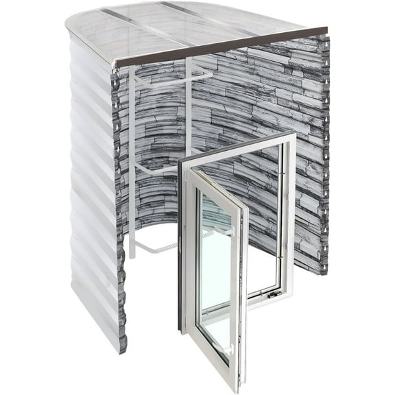 Egress Window Well Kit - Complete Basement Egress Window Kit - Includes Argon-Filled Basement Window, Window Well, Egress Ladder, Window Well Cover - Stoneview, 49"W x 36"P x 60"D