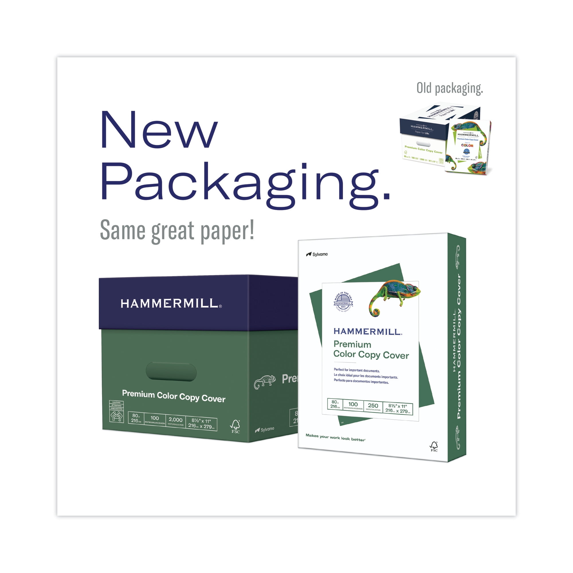 Hammermill Printer Paper, 80lb Premium Color Copy Cover, White, 17x11, 1 Ream, 250 Sheets