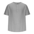 thumbnail image 3 of Maean Mens Short Sleeve Shirts Crew Neck Buttons Loose Tee Summer Causal Plain Tshirts Clothes, 3 of 7