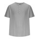 thumbnail image 4 of Blusas y camisas de manga corta y cuello redondo para hombre, estilo casual y moderno, de color liso, con botones, abertura en el dobladillo y manga corta., 4 of 9
