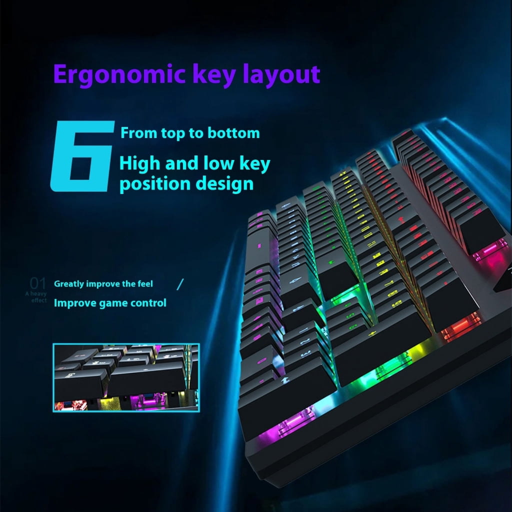 ABS Keycaps RGBs Illuminateds 82 Key Mechanical Gaming Keyboards for PC Blue Switches