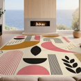 thumbnail image 2 of Design&I 8'x10' Washable Area Rug Sleek Flatweave Pet Friendly Pink and Mustard Geometric Art Bold Abstract Shapes with Modern Lines for King Size Bedroom, Under Bed, 2 of 7