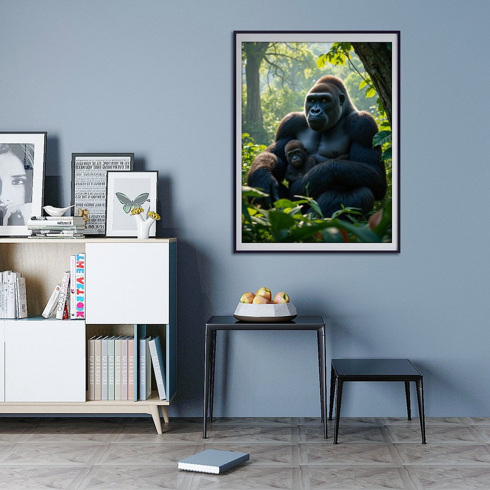 Diamond Art Kit for Adults, Gorilla Family In Lush Jungle Diamond Painting for Adults Beginners, DIY Diamond Art Painting Kits, 5D Diamond Painting Crafts for Home Decor 12x16 Frameless