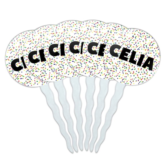 Celia Cupcake Picks Toppers - Set of 6 - Mutlicolored Speckles
