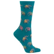 Hot Sox Womens Elephants Crew Socks, Womens Shoe Size 4-10.5, Turquoise