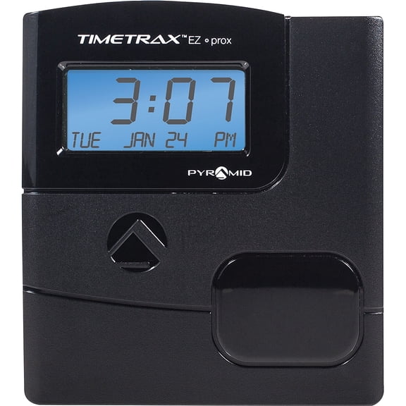 Pyramid Time Systems TimeTrax EZ Proximity Time Clock System, No Touch Punch In, Employee Time Clock with 15 Proximity Badges, Black