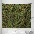 thumbnail image 1 of Camo Tapestry, Summer Camouflage Pattern Grungy Texture Hidden in Jungle Retro Style Print, Fabric Wall Hanging Decor for Bedroom Living Room Dorm, 5 Sizes, Khaki Green Brown, by Ambesonne, 1 of 1
