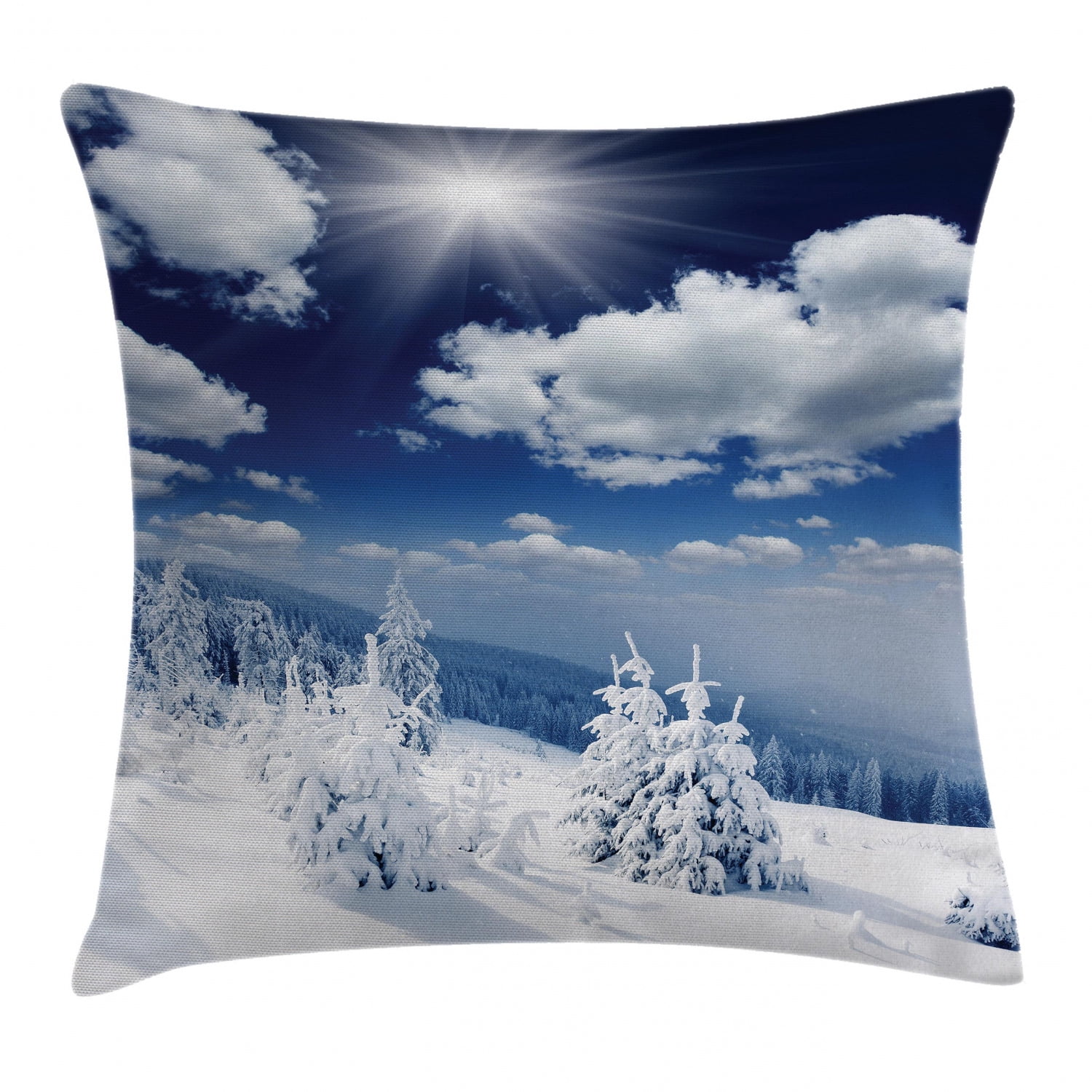 Winter Decorations Throw Pillow Cushion Cover, Winter Landscape on