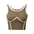 thumbnail image 5 of Siilsaa Women Sweetheart Neckline Longline Sports Bra Padded Basic Workout Crop Tank Top Khaki,One Size, 5 of 5