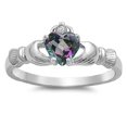 thumbnail image 1 of Claddagh Benediction Mystic Simulated Topaz Cubic Zirconia Ring Sterling Silver 925 Size 5, 1 of 3