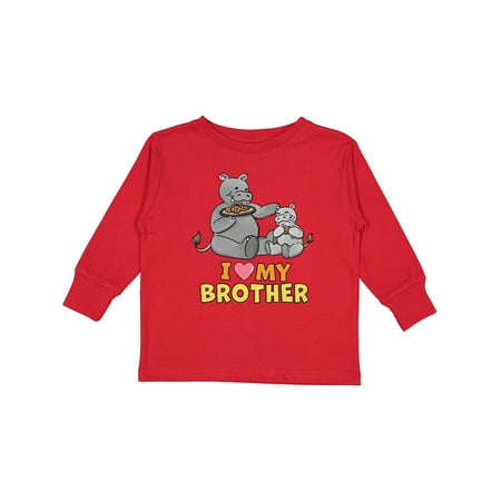 

Inktastic I Love My Brother Hippos Gift Toddler Boy or Toddler Girl Long Sleeve T-Shirt