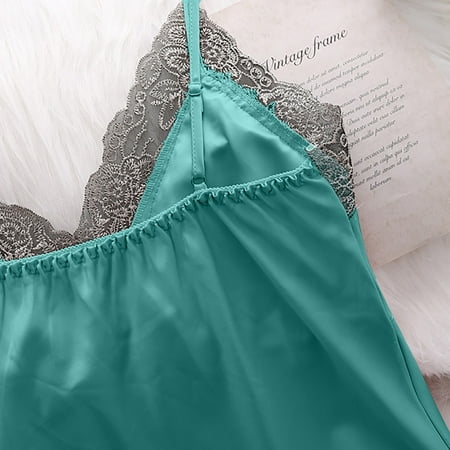 

Cathalem Open Front Lingerie for Women Pajama With Robe Set Sleepwear Nightwear Satin Silky Womenâs Womens Lingerie Underwear Green Medium