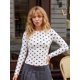 thumbnail image 1 of Blusas de mujer de otoño, manga larga, cuello redondo, estampado de lunares, estilo casual y corte ajustado, ideales para salir., 1 of 6