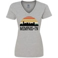 thumbnail image 3 of Inktastic Memphis Tennessee Skyline Retro Sunset Women's V-Neck T-Shirt, 3 of 5