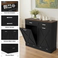 thumbnail image 5 of Daluvenix Double Tilt Out Trash Can Cabinet for 2 Bins,Hidden Trash Bin Storage Cabinet with Hideaway Drawers,Pet Proof Trash Can Holder for 2 x 10 Gallon , Kitchen, Dining Room, Living Room, Black, 5 of 8