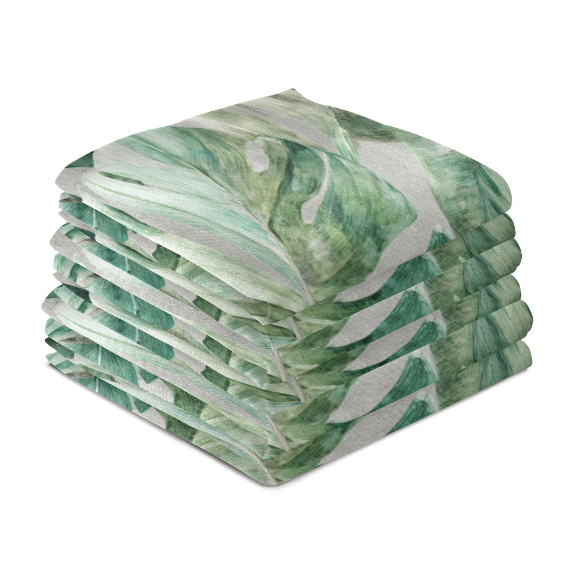 Qxltty Tropical Leaves Kitchen Towels 28 x 18 Inch Set of 6 Soft Cotton Linen Feel Dish Towels with Hanging Loop for Drying, Cleaning & Decor