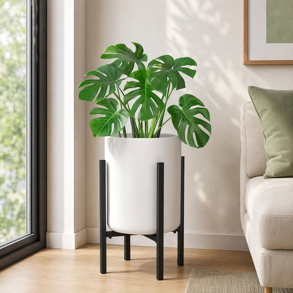 Adjustable Metal Plant Stand, Indoor & Outdoor Fits 10-16 Inch Plant Pot Stand, Mid Century Modern Corner Plant Stand for Living Room, Patio, Balcony