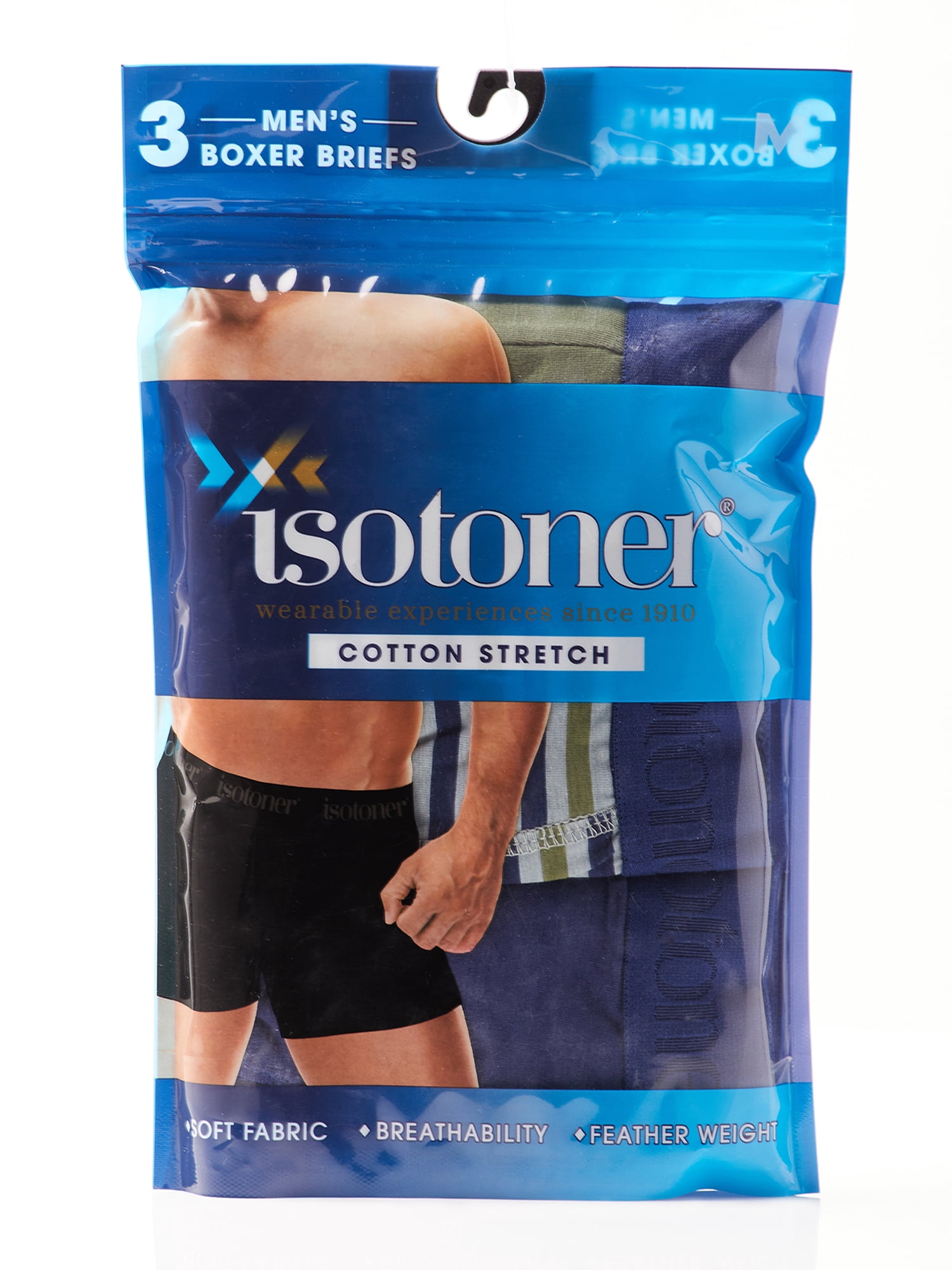 Isotoner Men's Cotton Stretch Boxer Briefs, 3-Pack
