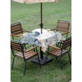 thumbnail image 4 of Outdoor Tablecloth with Umbrella Hole for Patio/Picnic/Party/Camping, Navy Blue Shell Coastal Waterproof Table Cloth Square Cover Washable, Starfish Coral Summer Ocean Nautical (60"x 60"), 4 of 9