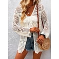 thumbnail image 3 of Women’s Crochet Tie Front Cardigan, Lightweight Open Knit Long Sleeve Boho Sweater, 3 of 6