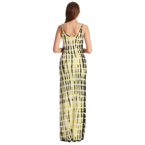 yellow tie dye maxi dress Yellow Tie Dye Halter Dress