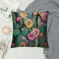 thumbnail image 2 of COMIO  Watercolor Cactus Throw Pillow Cover Green Plants Succulent on Desert Exotic Blossom Cozy Square Cushion Case for Men Women Boys Girls Room Home Decor, 2 of 5