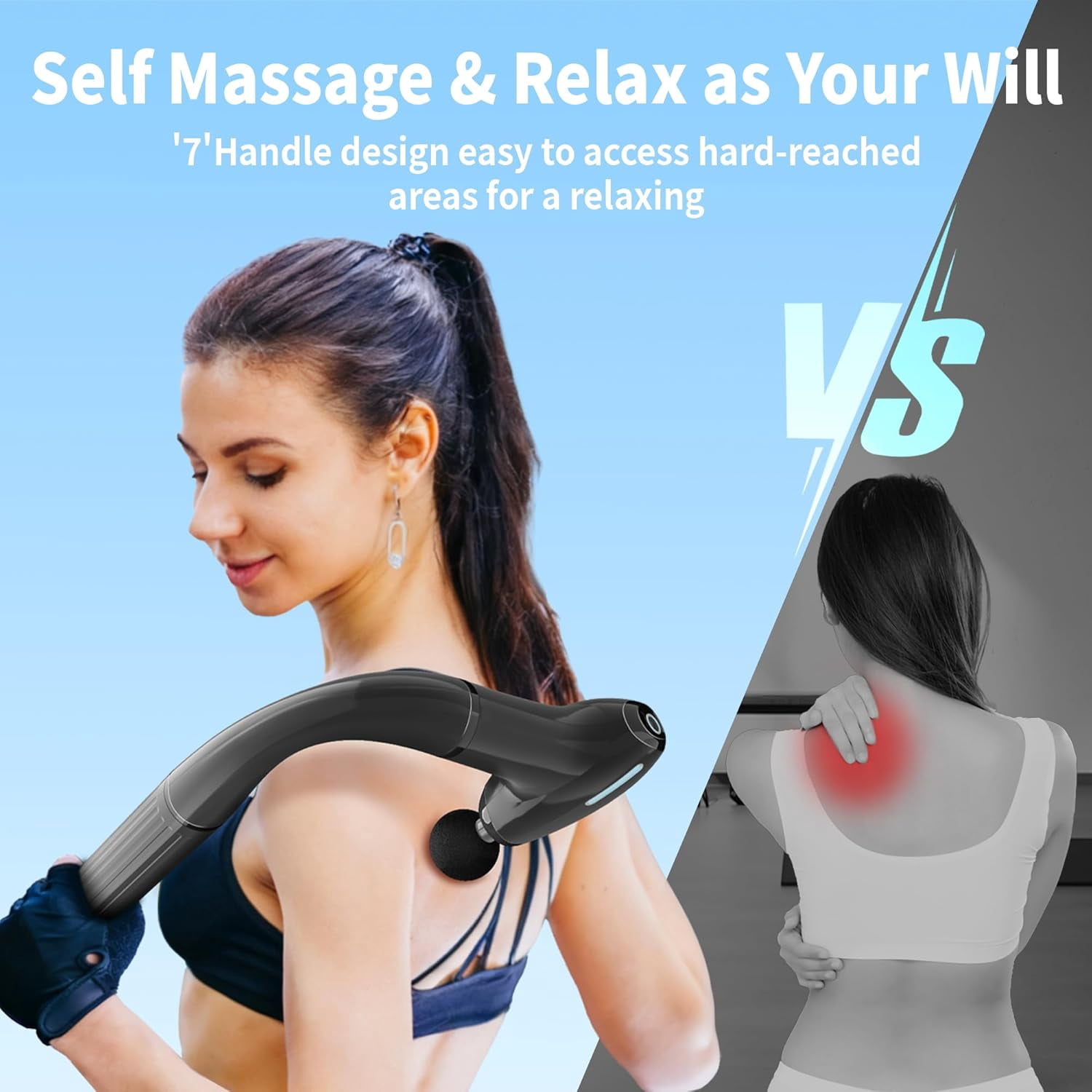 3-in-1 Detachable Massage Gun Deep Tissue with 4 Heads 5 Speed for Arm Shoulder Leg