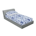 thumbnail image 2 of Ambesonne Watercolor Fitted Sheet & Pillow Sham Set, Vibrant Blue Flowers, Twinxl, Violet Blue White, 2 of 2