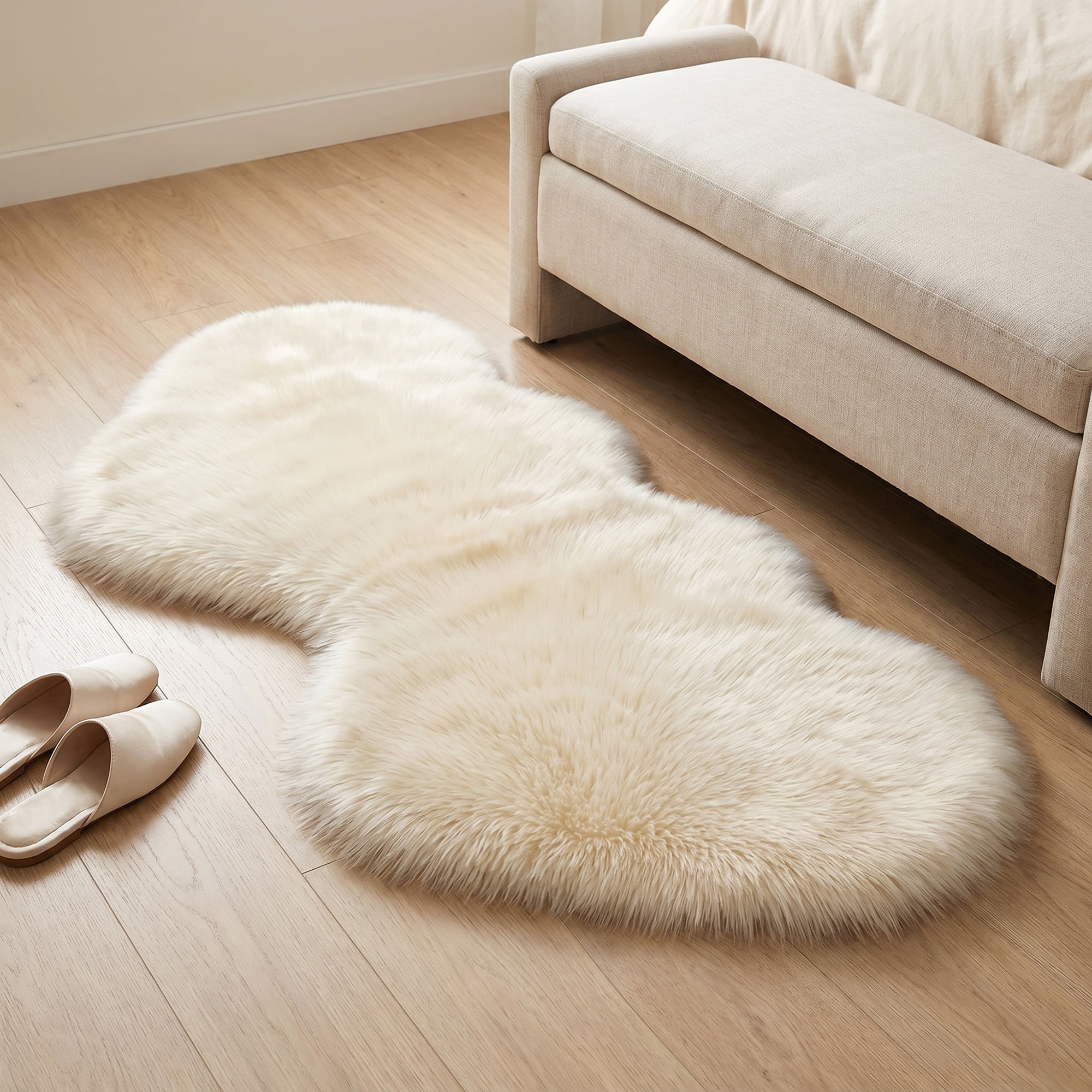 Unique Bargains Soft Fluffy Non Slip Narrow Fuzzy Shaggy Area Rug 28" x 14" Beige Yellow