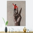 thumbnail image 1 of Designart Victory Sign With Man With Arm Raised Canvas Wall Art, 1 of 4
