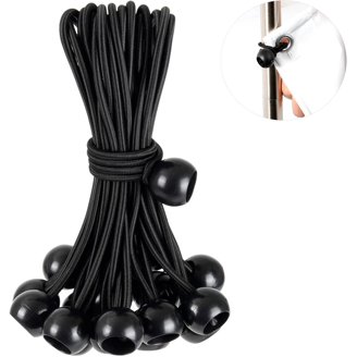 AOPRIE 30 Pcs Bungee Balls 6Inch Black Ball Bungees Heavy Duty
