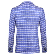 Cloudstyle Men's Slim Fit Smart Casual Plaid Single-Breasted One-Button Notch Lapel Blazer - Spring/Fall Wrinkle-Resistant Regular Length Round Hem