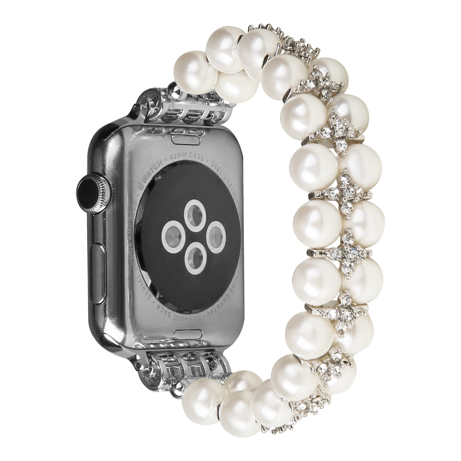 Glitter Beaded Bracelet Compatible for Apple Watch Women Clear 38mm 40mm  41mm 42mm 44mm 45mm 49mm Band,Fohuas Crystal Pearl Bangle for iWatch Ultra