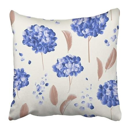 ARHOME Purple Gradient Blue Hydrangea Flower with Brown Guava Leaves on Light Grey Aroma Pillow Case Cushion Cover 20x20