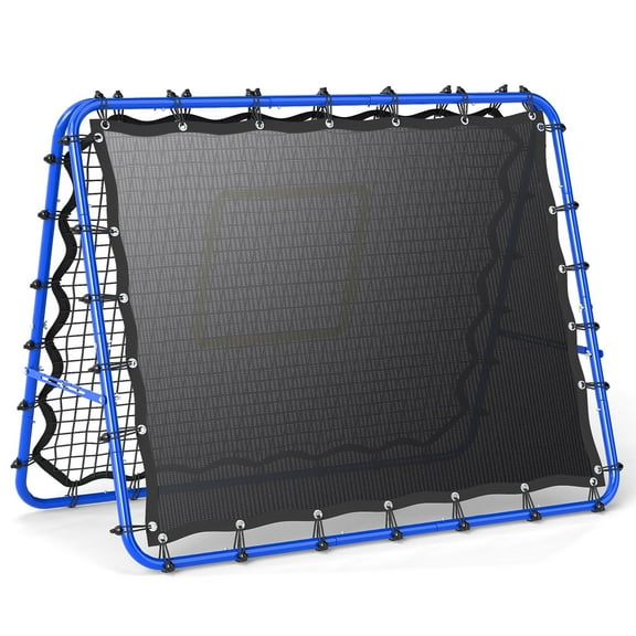 JIRTEMOT Soccer Rebounder Net, 2-Sided Football Trainer with Fast/Slow Rebound for Ball Control, Passing, Shooting, Portable Volleyball Practice Equipment for Youth & Adults, Easy Setup, 5FTx4FT