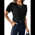 thumbnail image 3 of Blusa de de Corta , Elegante y con Cuello para Mujer, Blusa de Verano. Negro L, 3 of 8