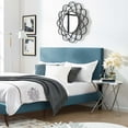 thumbnail image 2 of Contemporary Modern Urban Designer Bedroom Full and Queen Size Headbaord, Velvet Fabric, Blue, 2 of 4