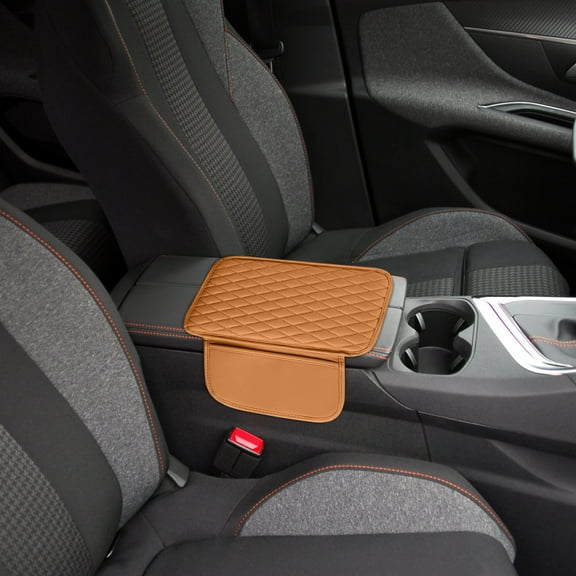 Universal Car Armrest Pad Center Console Cover - Memory Foam Elbow Support Cushion, PU Leather, Easy Install Elastic Straps, Non-Slip, Fits Most Cars SUVs Trucks