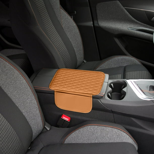Cojín para reposabrazos de coche, bolsa de almacenamiento multifuncional, bolsa de almacenamiento de cuero, almohadilla de altura central para reposabrazos