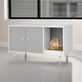 thumbnail image 2 of Demi Bonn 35" Hidden Cat Litter Box Enclosure with Divider and Double Doors, Cat House Washroom Furniture, Gray, 2 of 7