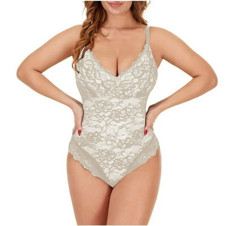POIUYTR Big Sale Womens High-Waist Lace Shapewear - Plus Size Full Tummy Control Bodysuit  Butt Lifting for Swimsuits & Leggings S-3XL