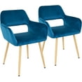 thumbnail image 1 of Dining chair dining room chair kitchen chair 2-piece set chair metal side chair PU leather armrest side chair 2-piece set for home kitchen bedroom living room metal leg (Blue, hollow out style), 1 of 7