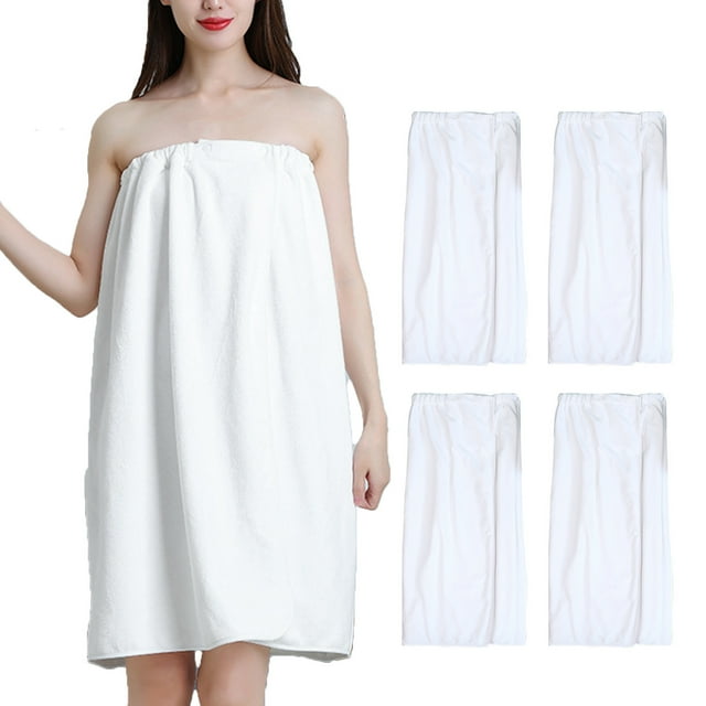Uklsqma 4Pcs Women’S Towel Wrap Spa Bathrobe Set | Soft Lightweight Polyester Bath Wraps Adjustable Closure | Beach Pool Swim Cover up Lounge Gym Drying Robe